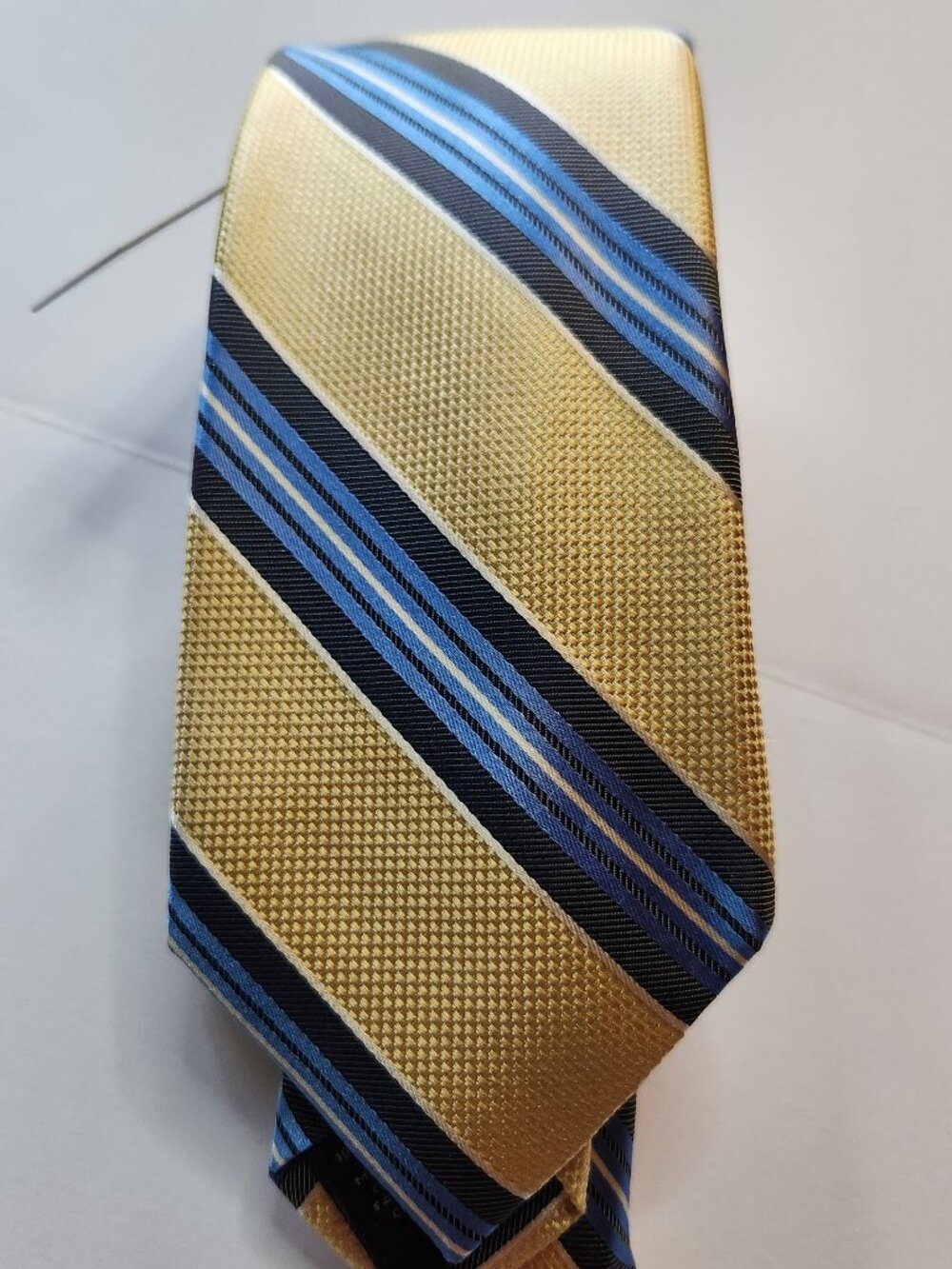 New Black Brown 1826 Men's Gold Blue Black Striped 100% Silk Neck Tie - NWT
